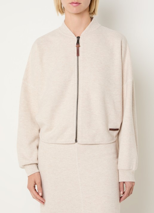 Moscow Saskia fijngebreid vest met opstaande kraag - detail creme