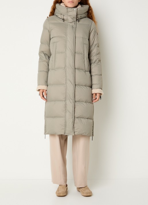 Moscow Xenia longline puffer jas met donsvulling en capuchon