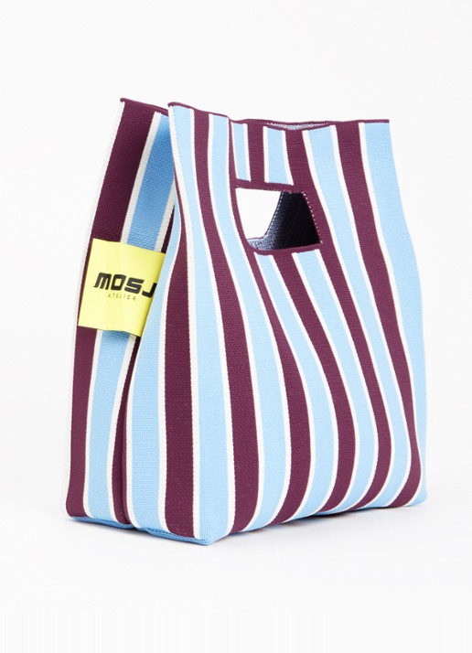 MOSJ Atelier Blueberry handtas met streepprint - achterkant paars