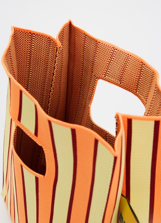 MOSJ Atelier Butter Bucket handtas met streepprint - detail 2 oranje