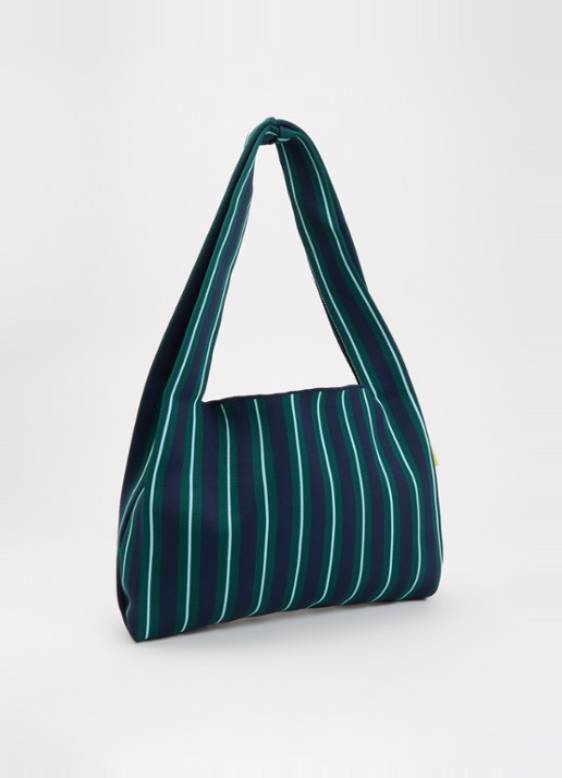 MOSJ Atelier Juno Boxer crossbodytas met streepprint en uitneembaar etui - achterkant 5 donkergroen