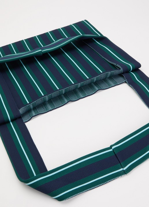 MOSJ Atelier Juno Boxer crossbodytas met streepprint en uitneembaar etui - detail donkergroen