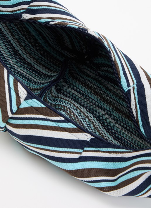 MOSJ Atelier Little Bobby City crossbodytas met streepprint en verstelbare schouderriem - detail 3 aquablauw