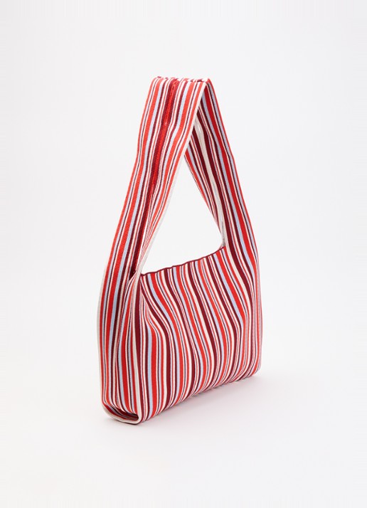 MOSJ Atelier The Ruby Boxer crossbodytas met streepprint en uitneembaar etui - achterkant 5 bordeauxrood
