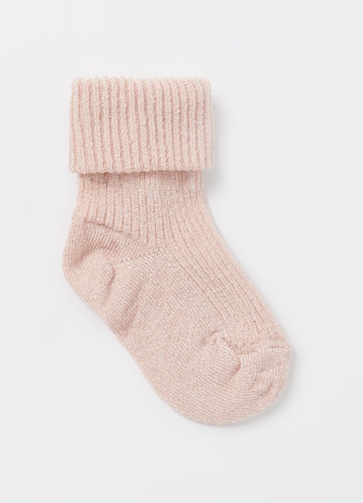 mp Denmark Babysokken met lurex - voorkant 2 lichtroze