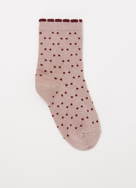 mp Denmark Sokken met stippenprint en lurex - voorkant roze