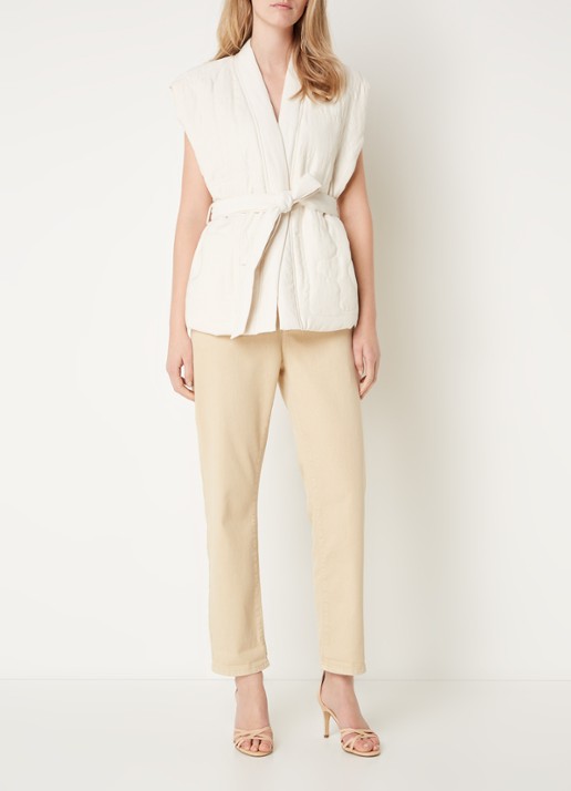 MSCH Copenhagen Edelmira gilet met strikceintuur - voorkant 3 creme