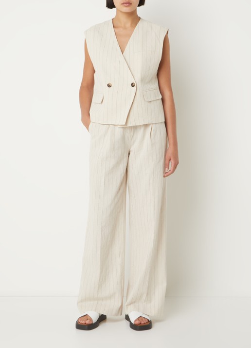 MSCH Copenhagen Jonalyn gilet in linnenblend met klepzakken - voorkant 4 multicolor