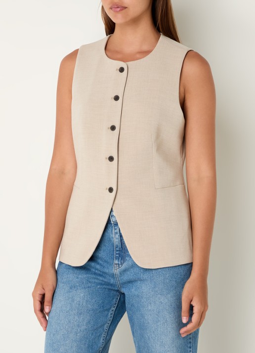 MSCH Copenhagen Mirabelle gilet met ceintuur - detail 4 beige