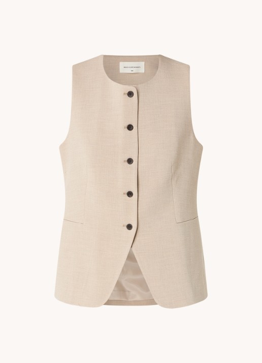 MSCH Copenhagen Mirabelle gilet met ceintuur - voorkant beige