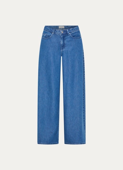 MSCH Copenhagen MSCHAgo Rue high waist wide leg jeans met medium wassing - voorkant 3 indigo