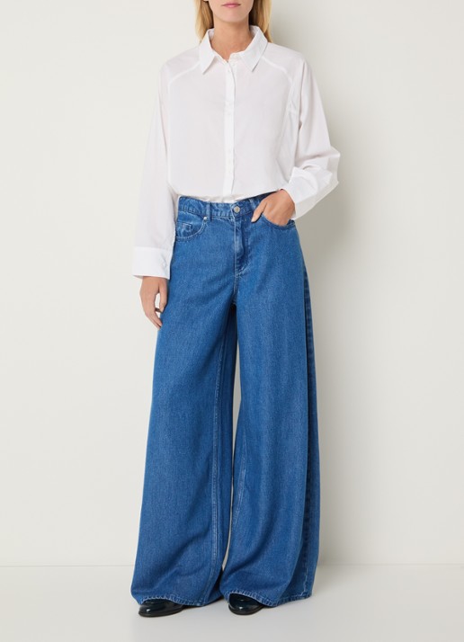MSCH Copenhagen MSCHAgo Rue high waist wide leg jeans met medium wassing - voorkant 4 indigo