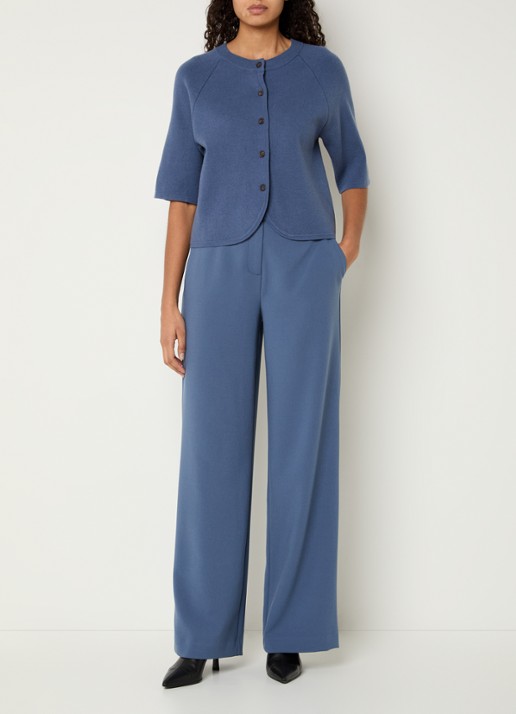 MSCH Copenhagen MSCHAubree fijngebreid vest met ronde hals - voorkant 4 blauw