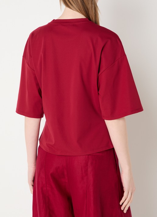 MSCH Copenhagen MSCHBreanne T-shirt met plooidetail - achterkant donkerrood