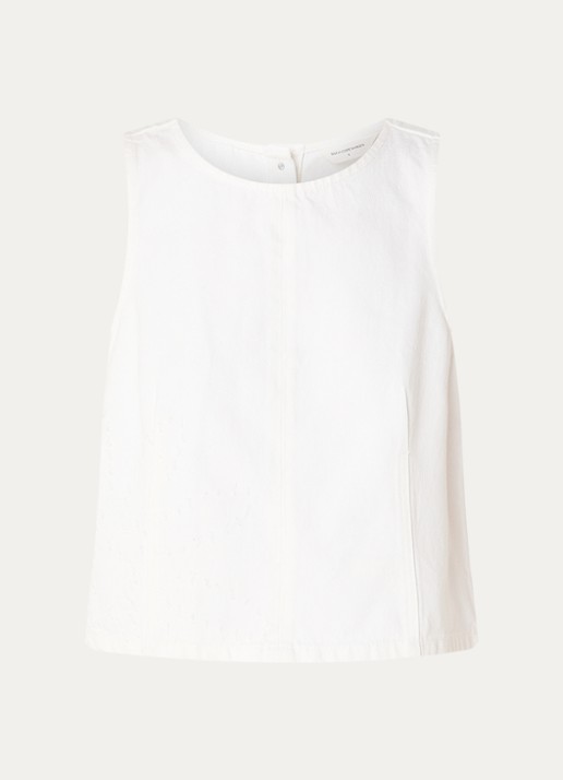 MSCH Copenhagen MSCHDexter top van denim  - voorkant 2 gebroken wit