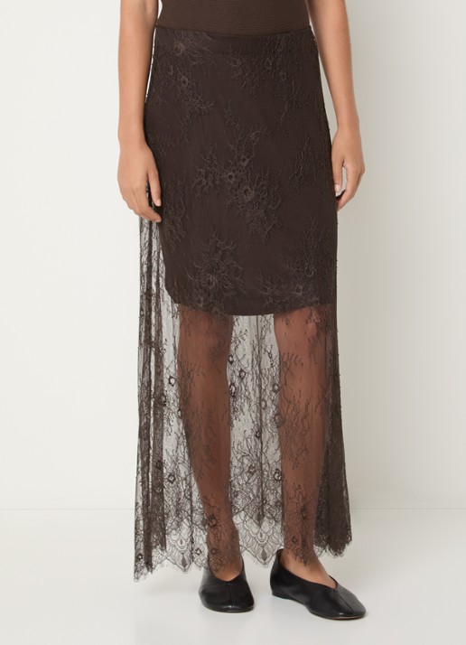 MSCH Copenhagen MSCHDusty semi-transparante maxi rok van kant
