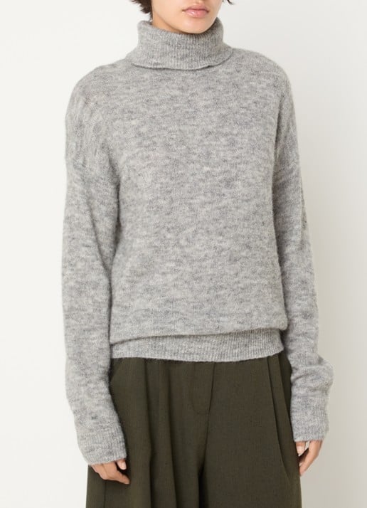 MSCH Copenhagen MSCHFestina fijngebreide trui in alpaca wolblend met col - detail grijsmele