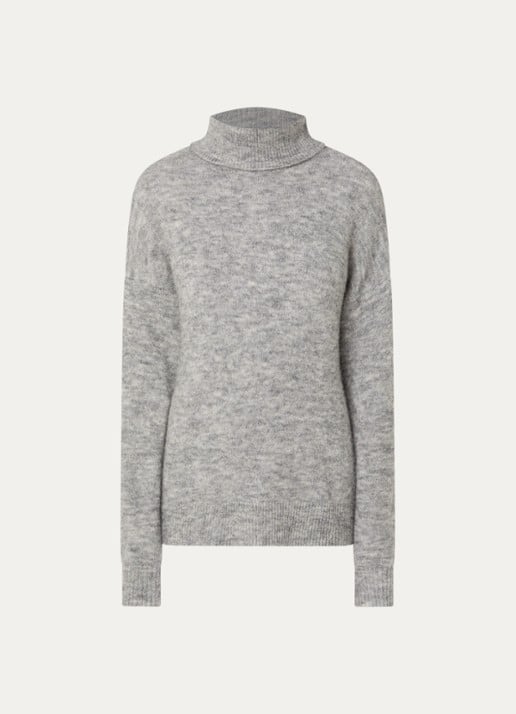 MSCH Copenhagen MSCHFestina fijngebreide trui in alpaca wolblend met col - voorkant 2 grijsmele