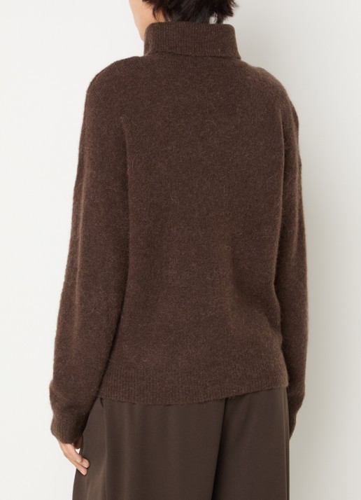 MSCH Copenhagen MSCHFestina fijngebreide trui in alpaca wolblend met col - achterkant 4 donkerbruin