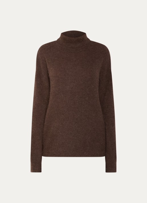 MSCH Copenhagen MSCHFestina fijngebreide trui in alpaca wolblend met col - voorkant 2 donkerbruin