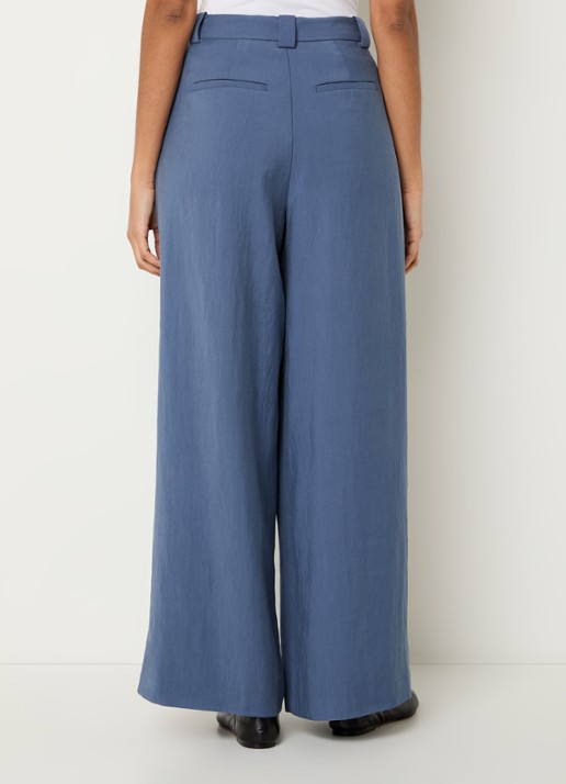 MSCH Copenhagen MSCHFrode high waist wide fit pantalon met paspelzakken - achterkant 4 staalblauw