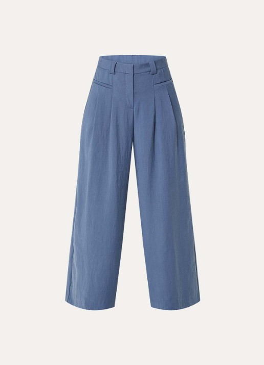 MSCH Copenhagen MSCHFrode high waist wide fit pantalon met paspelzakken - voorkant staalblauw