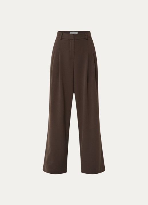 MSCH Copenhagen MSCHHenrika high waist loose fit pantalon met plooidetail - voorkant 3 bruin
