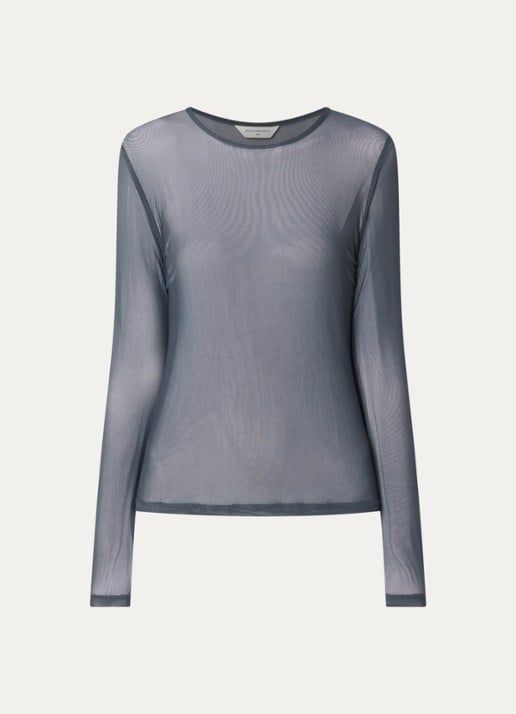 MSCH Copenhagen MSCHJanie Illenora semi-transparante top van mesh - voorkant indigo