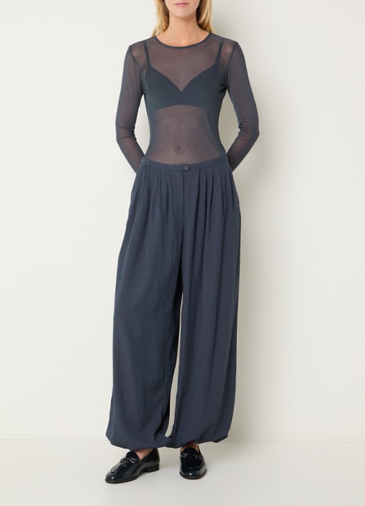 MSCH Copenhagen MSCHJanie Illenora semi-transparante top van mesh - voorkant 2 indigo