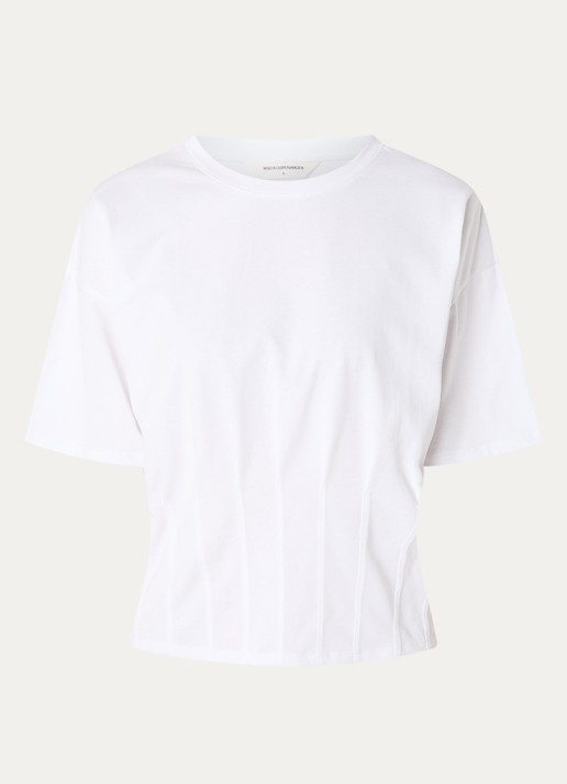 MSCH Copenhagen MSCHKadance T-shirt met plooidetail - voorkant wit