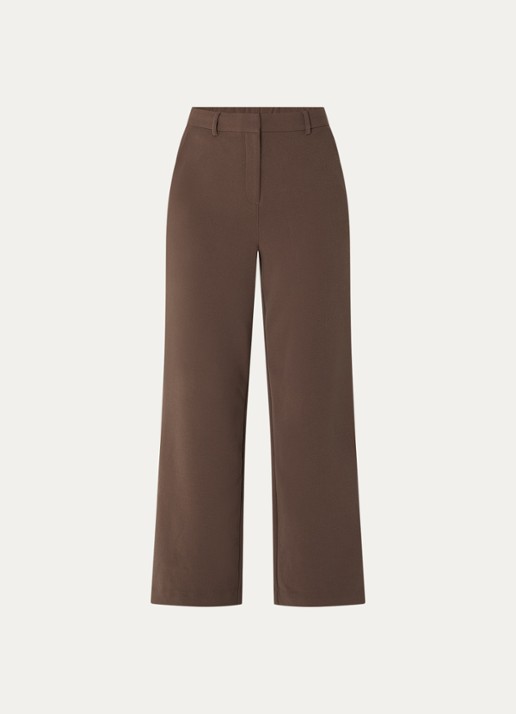 MSCH Copenhagen MSCHMacy Michelle high waist straight fit pantalon met steekzakken - voorkant 3 bruin