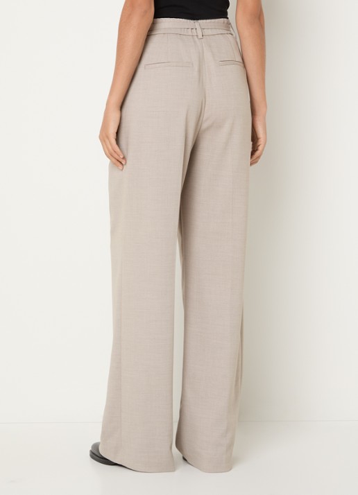 MSCH Copenhagen MSCHMarcell high waist straight fit pantalon met strikceintuur - achterkant taupe