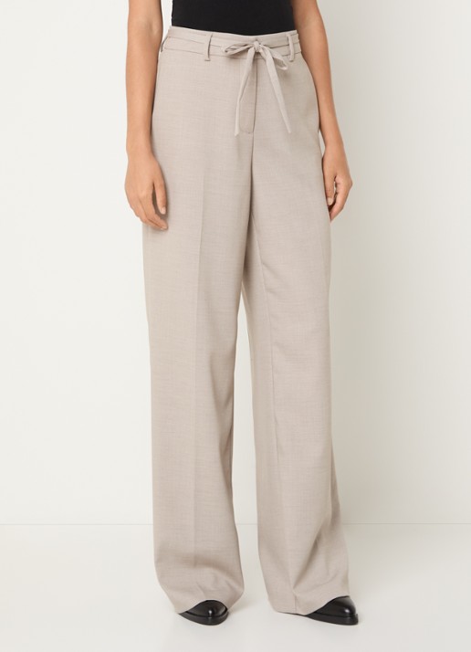 MSCH Copenhagen MSCHMarcell high waist straight fit pantalon met strikceintuur - detail 2 taupe