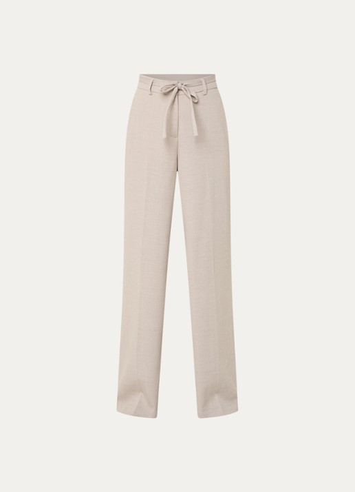 MSCH Copenhagen MSCHMarcell high waist straight fit pantalon met strikceintuur - voorkant 3 taupe