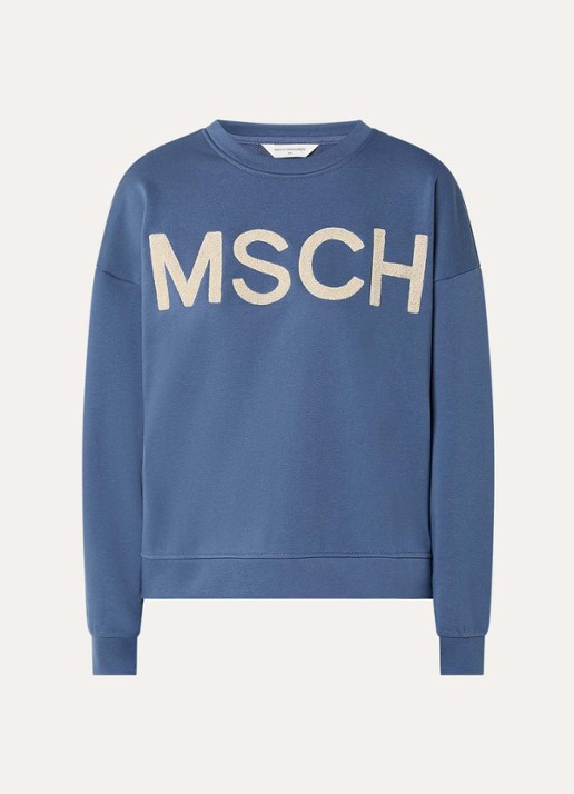 MSCH Copenhagen MSCHMela sweater met logoprint - voorkant 2 blauw
