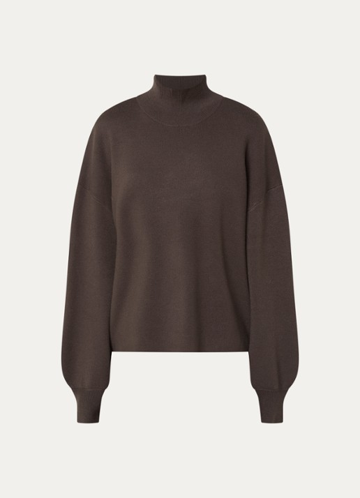 MSCH Copenhagen MSCHMercy fijngebreide pullover met opstaande kraag - voorkant 3 bruin