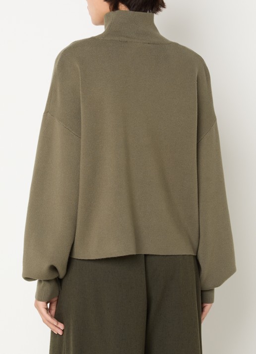 MSCH Copenhagen MSCHMercy fijngebreide pullover met opstaande kraag - achterkant mosgroen