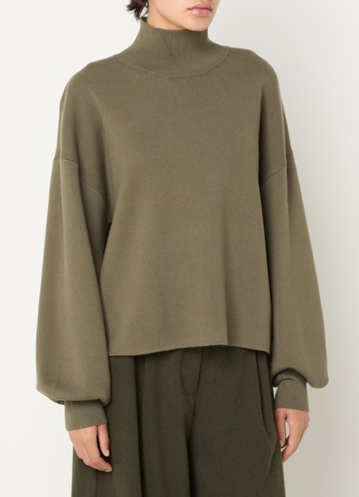 MSCH Copenhagen MSCHMercy fijngebreide pullover met opstaande kraag - detail 4 mosgroen