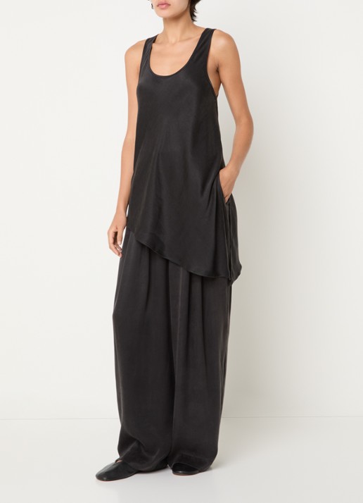 MSCH Copenhagen MSCHMolie tanktop met asymmetrische zoom en glanzende finish - voorkant 2 zwart
