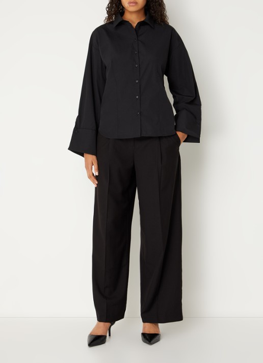 MSCH Copenhagen Mschnatalia blouse met knoopdetail - voorkant 4 zwart