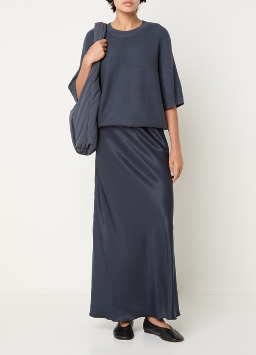 MSCH Copenhagen MSCHNicolette Ullas maxi rok van satijn - voorkant 2 indigo