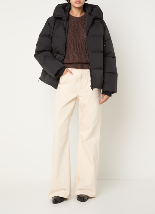 MSCH Copenhagen MSCHPavinaria puffer jack met steekzakken en capuchon - voorkant 2 zwart