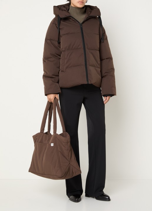 MSCH Copenhagen MSCHPavinaria puffer jack met steekzakken en capuchon - voorkant 2 bruin