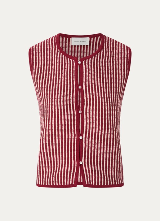 MSCH Copenhagen MSCHPriscilla grofgebreide gilet met streepprint - voorkant multicolor