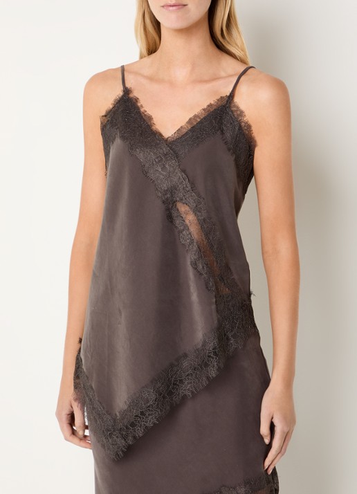 MSCH Copenhagen MSCHThea asymmetrische top met details van kant - detail taupe