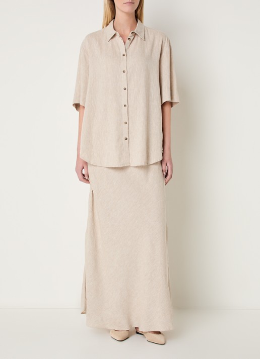 MSCH Copenhagen MSCHViana blouse van linnen - voorkant 2 beige