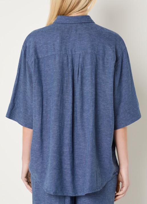 MSCH Copenhagen MSCHViana blouse van linnen - achterkant 2 staalblauw