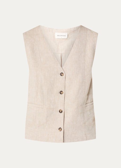 MSCH Copenhagen MSCHViana gilet in linnenblend - voorkant 2 beige