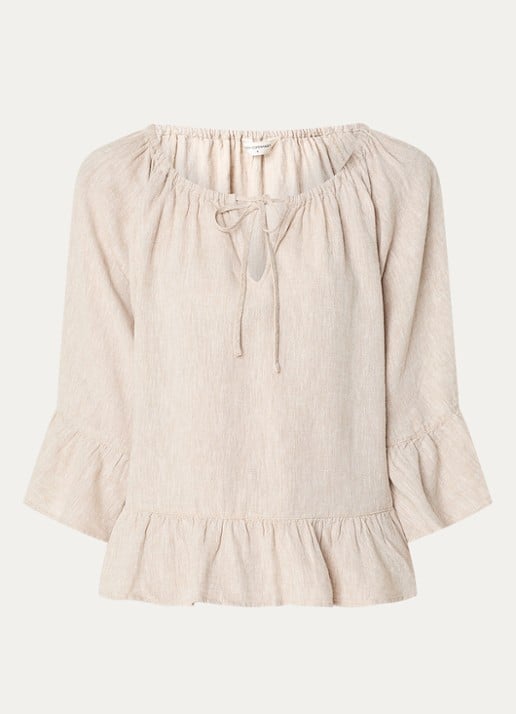 MSCH Copenhagen MSCHViana tuniek in linnenblend met strikkraag - voorkant 3 beige