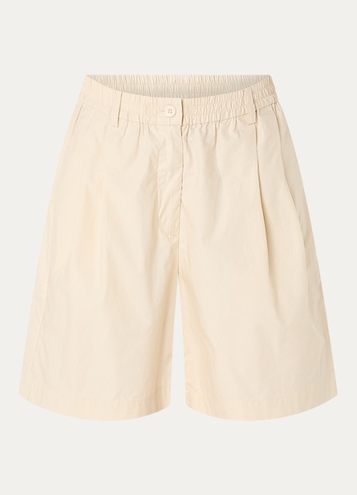 MSCH Copenhagen MSCHWiliane high waist straight fit korte broek - voorkant 2 beige